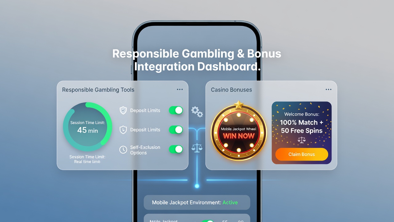 Dashboard view of responsible gambling controls synced with active casino bonus progress in a mobile application